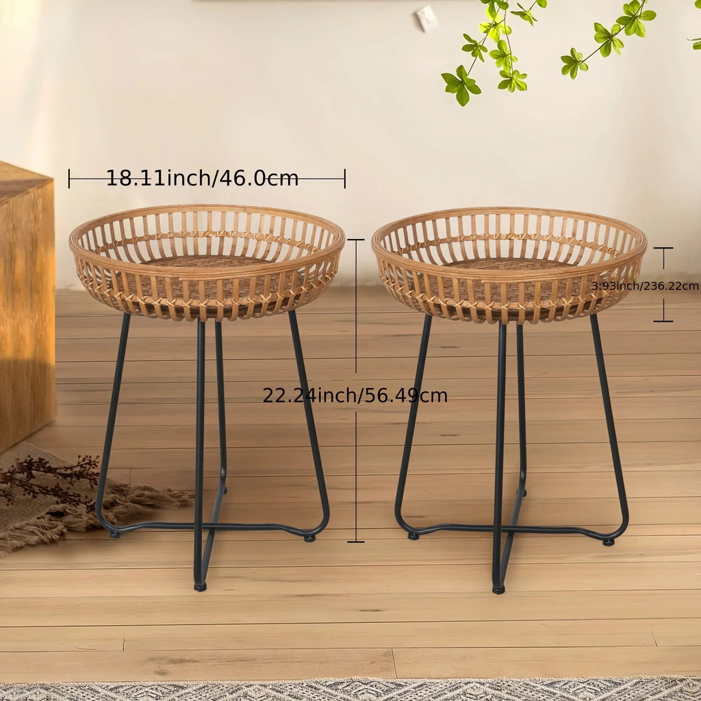 Oakrian Rattan Side Table Nesting Tables Set Of 2