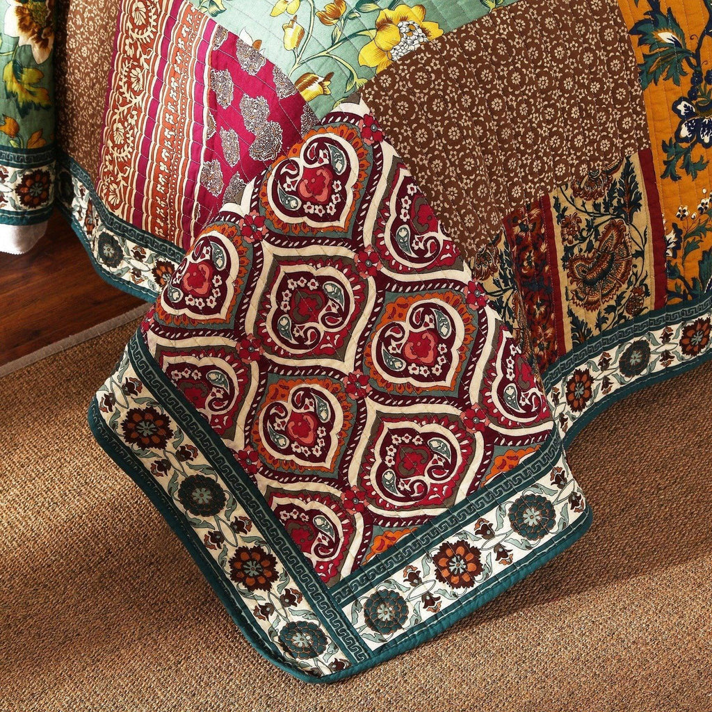 DaDa Bedding Dark Elegance Bohemian Floral Cotton Patchwork