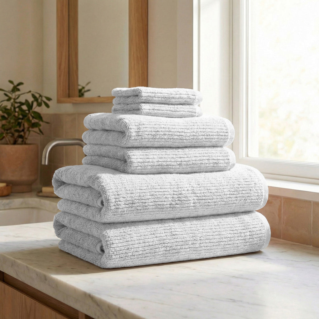 Turkish Cotton Ribbed 6-Piece Bath Towel Set