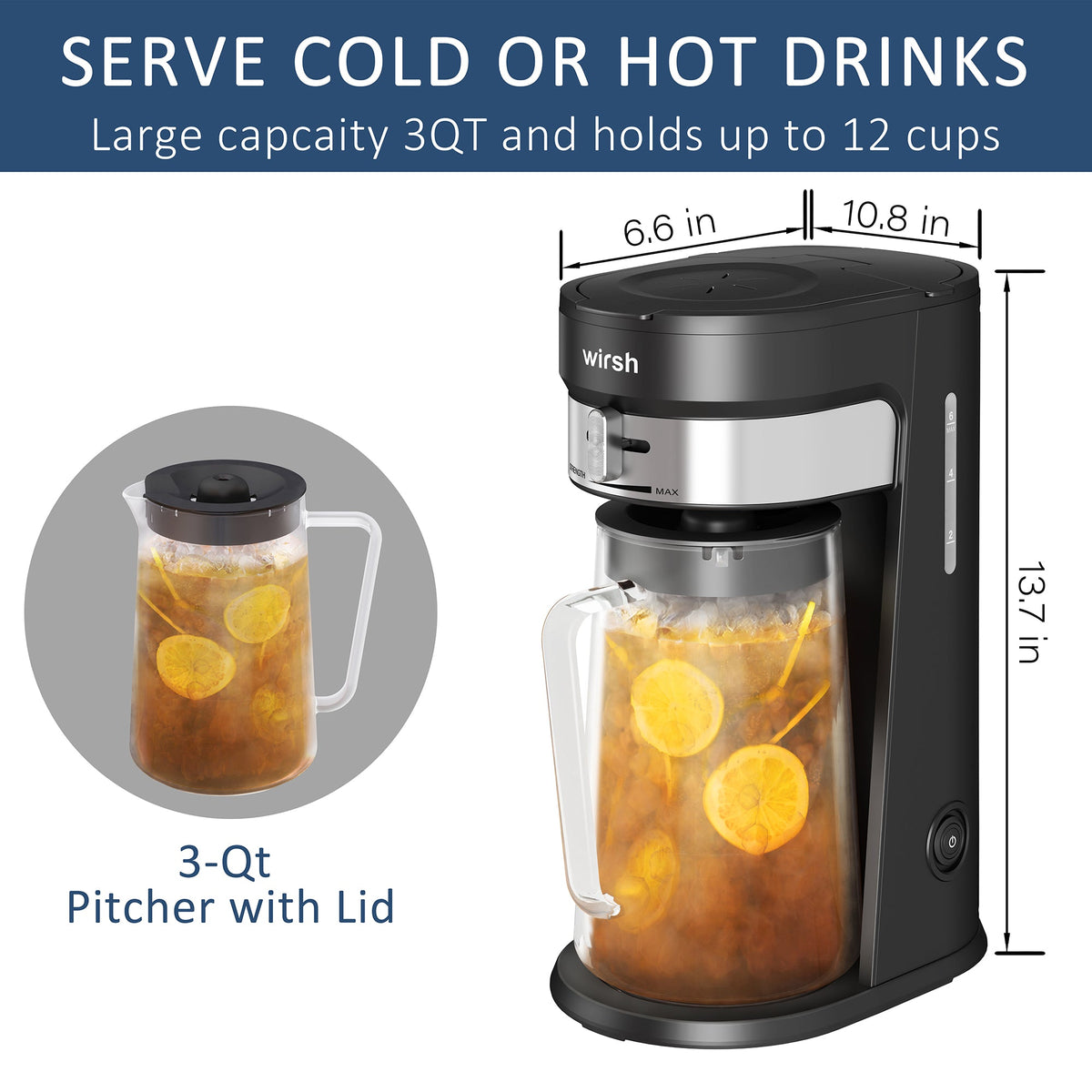 Iced Coffee Maker,  Iced Tea Maker with 85 Ounce Pitcher